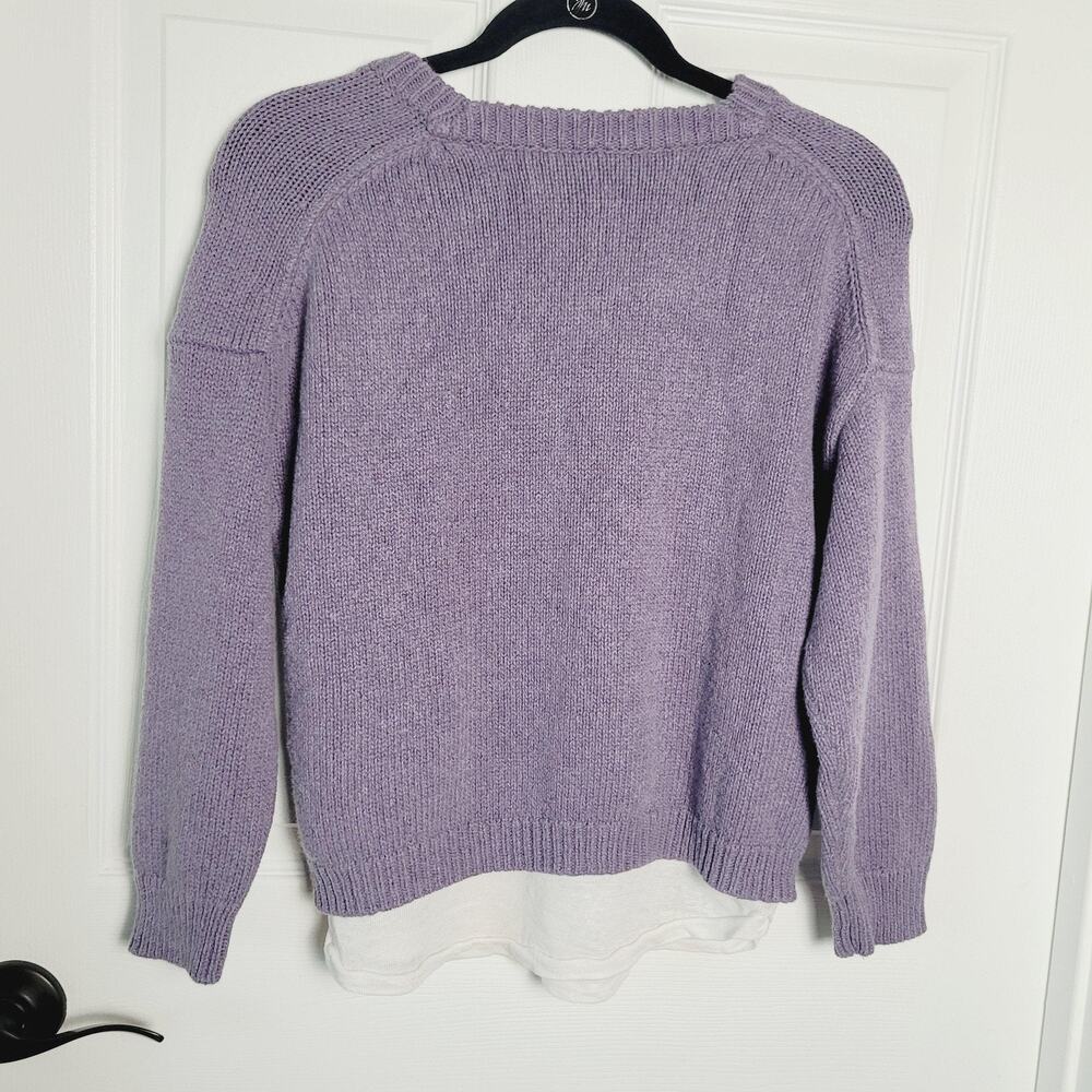 Brochu Walker Sweater Womens Small Purple Layered Hem Cotton Cashmere Linen - Picture 6 of 13